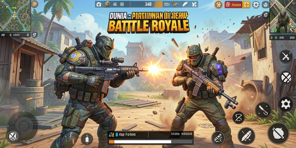 Gameplay mendebarkan di arena pertempuran 34R.