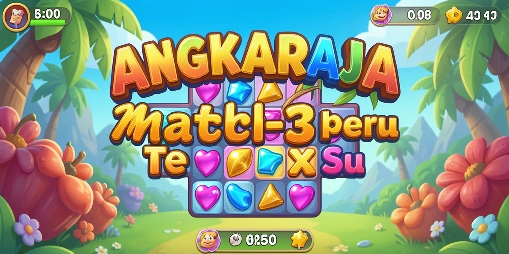 Screenshot gameplay <strong>ANGKARAJA</strong> menampilkan aksi mencocokkan yang seru dan penuh warna.