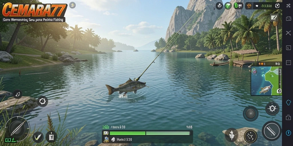 Tampilan gameplay CEMARA77 yang menarik dan penuh aksi memancing.