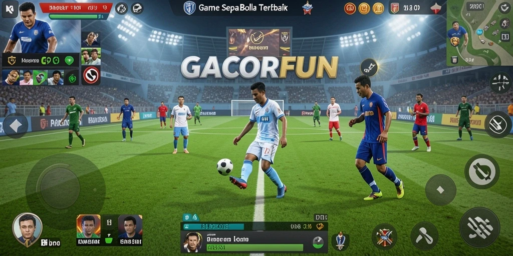 Gameplay GACORFUN yang menegangkan dan interaktif di lapangan sepak bola.