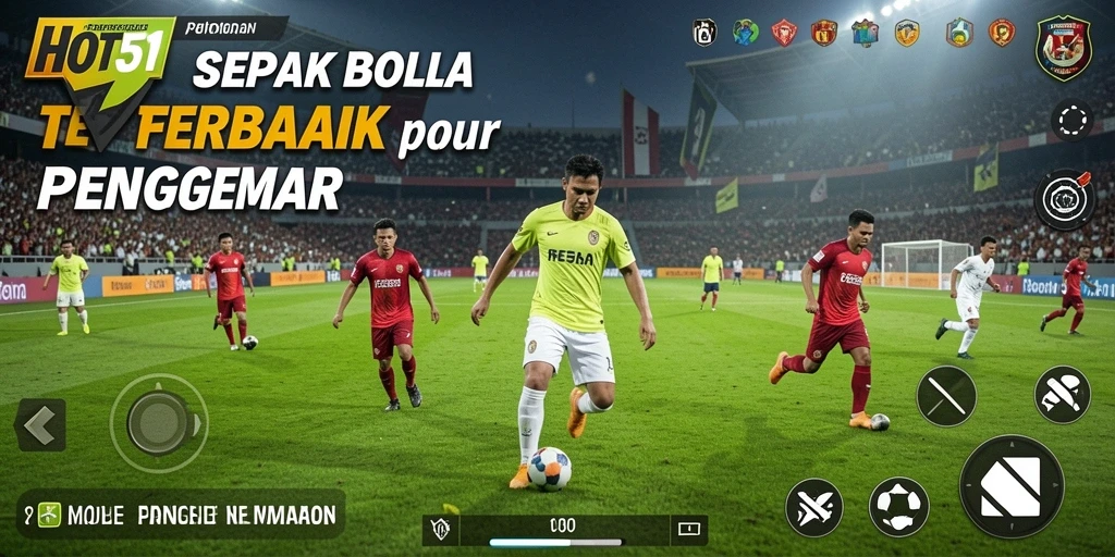 Tampilan gameplay HOT51 yang mendebarkan dengan aksi sepak bola nyata.