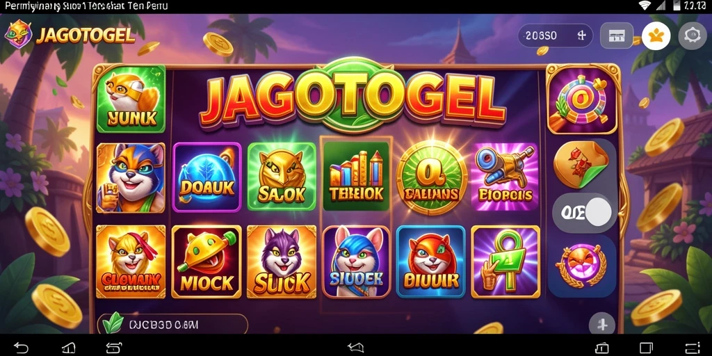 Tampilan gameplay seru dengan simbol dan desain yang menarik di JAGOTOGEL.