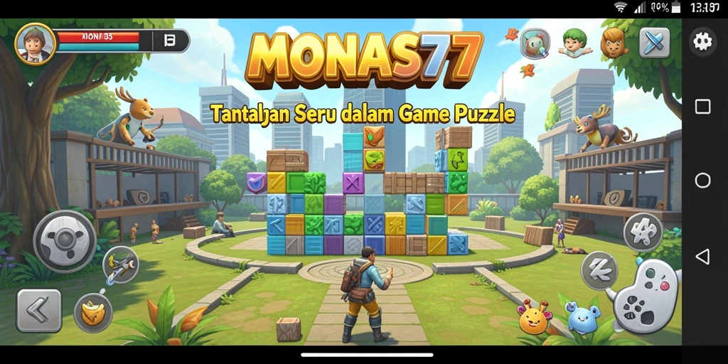 Tangkap layar gameplay MONAS77 menunjukkan momen seru dalam menyelesaikan puzzle.