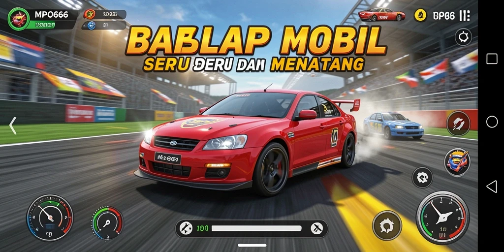 Tampilan gameplay menarik dari MPO666 dengan berbagai mobil balap.