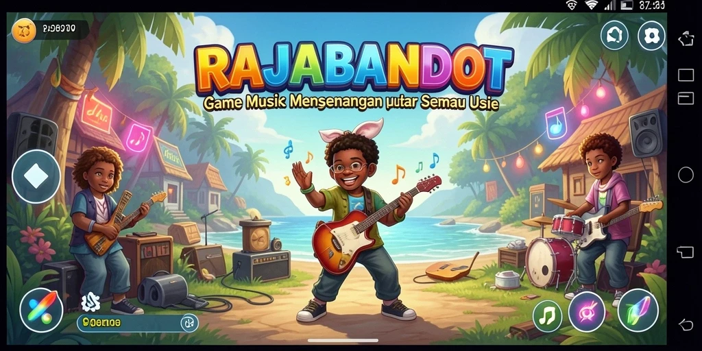 Screenshot RAJABANDOT menampilkan gameplay interaktif dengan lagu-lagu menarik.