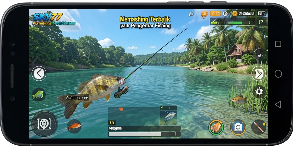 Tampilan gameplay <strong>SKY77</strong> yang menakjubkan saat menangkap ikan.